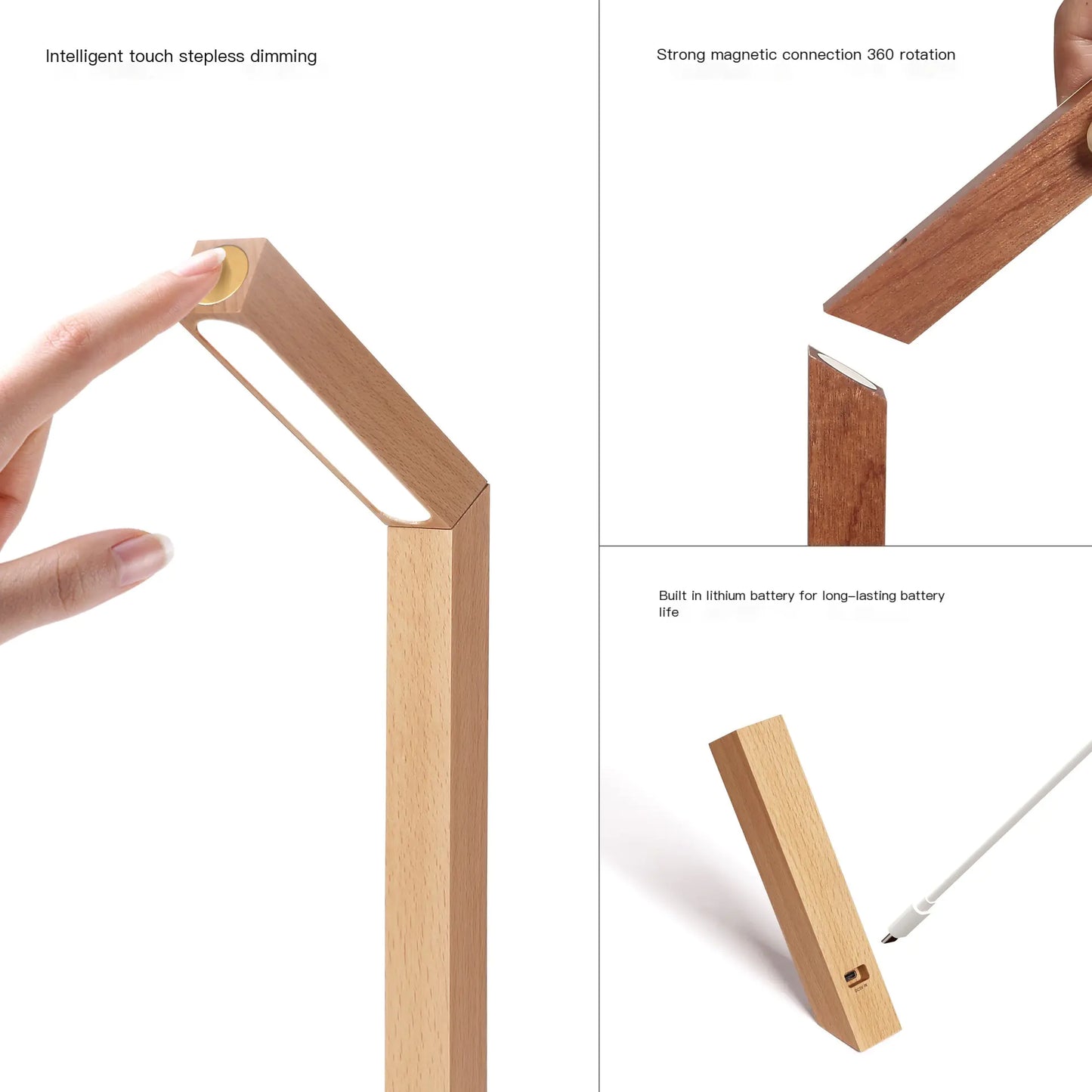 Sleek Wooden LED Night Lamp