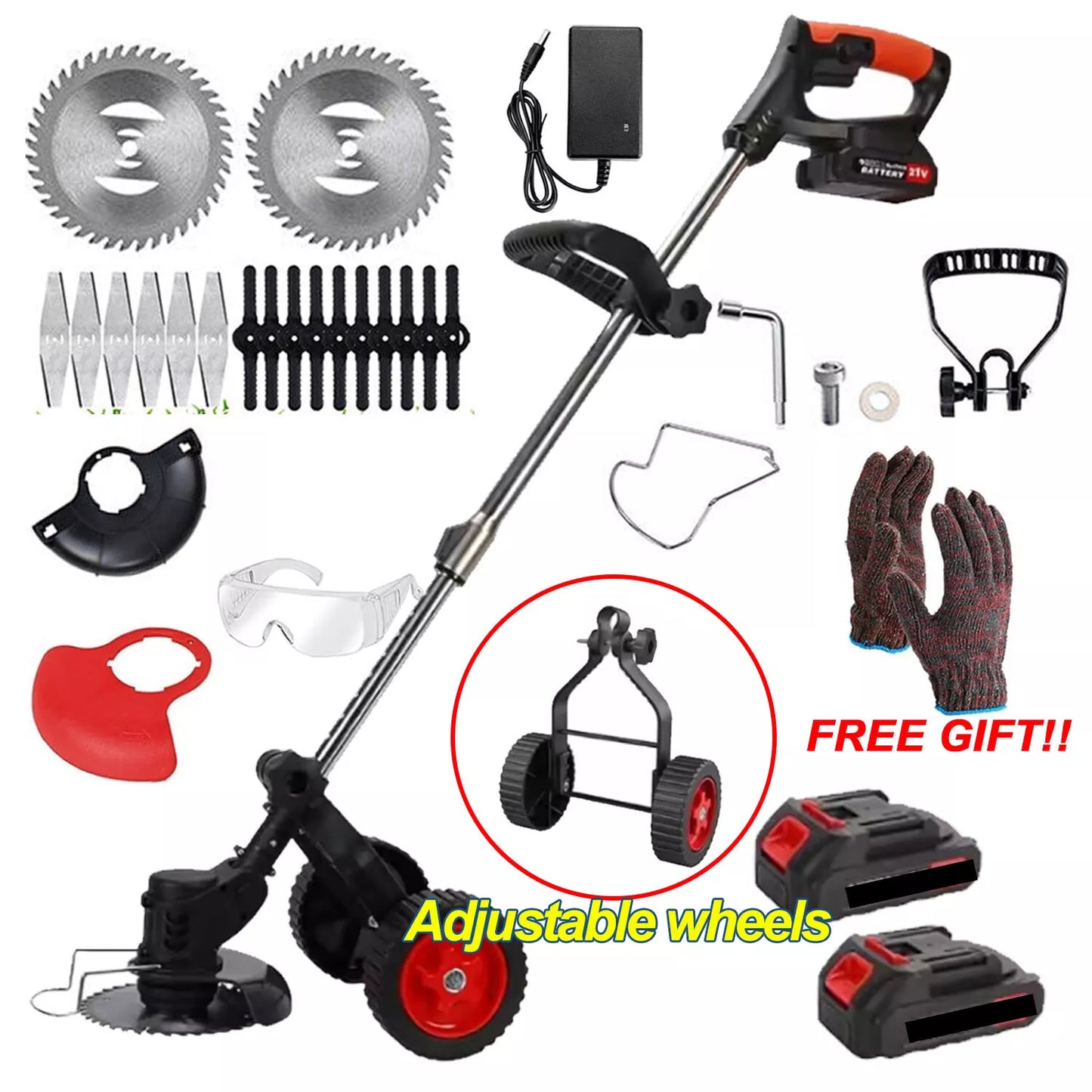 36V Cordless 3-in-1 Electric Grass Trimmer & Brush Cutter – Whipper Snipper Lawn Mower