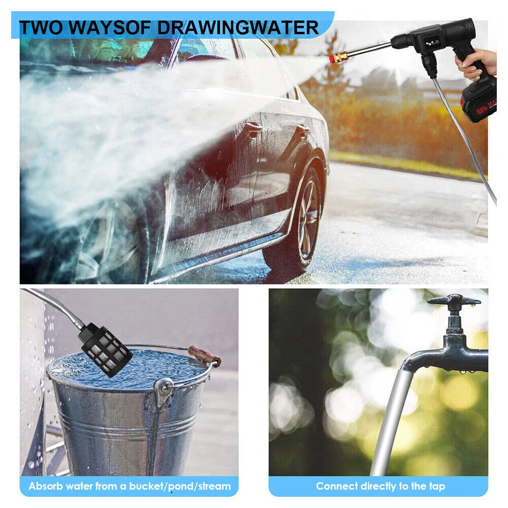 48V Cordless High-Pressure Washer Gun – Dual Battery Power Cleaner for Cars & More