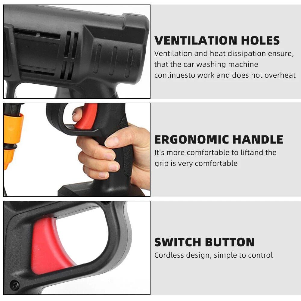 48V Cordless High-Pressure Washer Gun – Dual Battery Power Cleaner for Cars & More