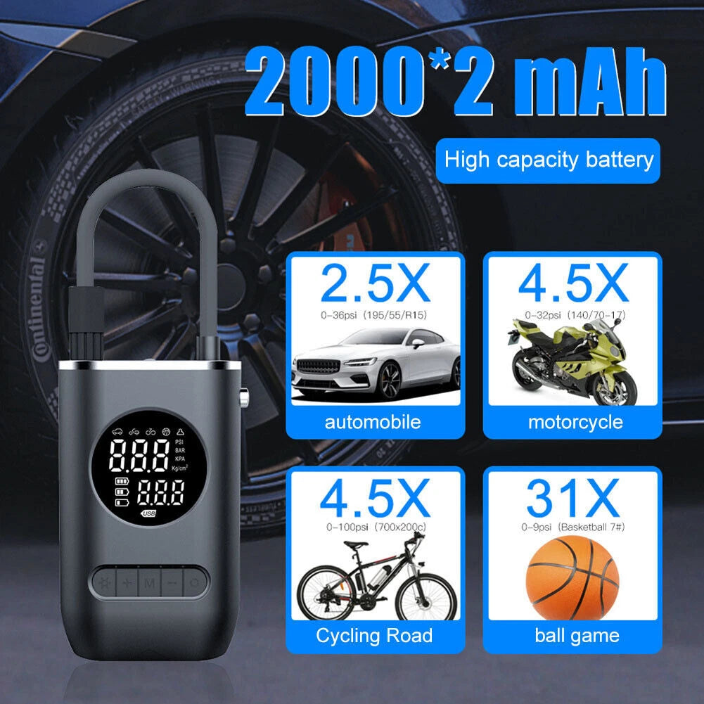 Cordless Car Tyre Inflator – USB Rechargeable Portable Air Pump