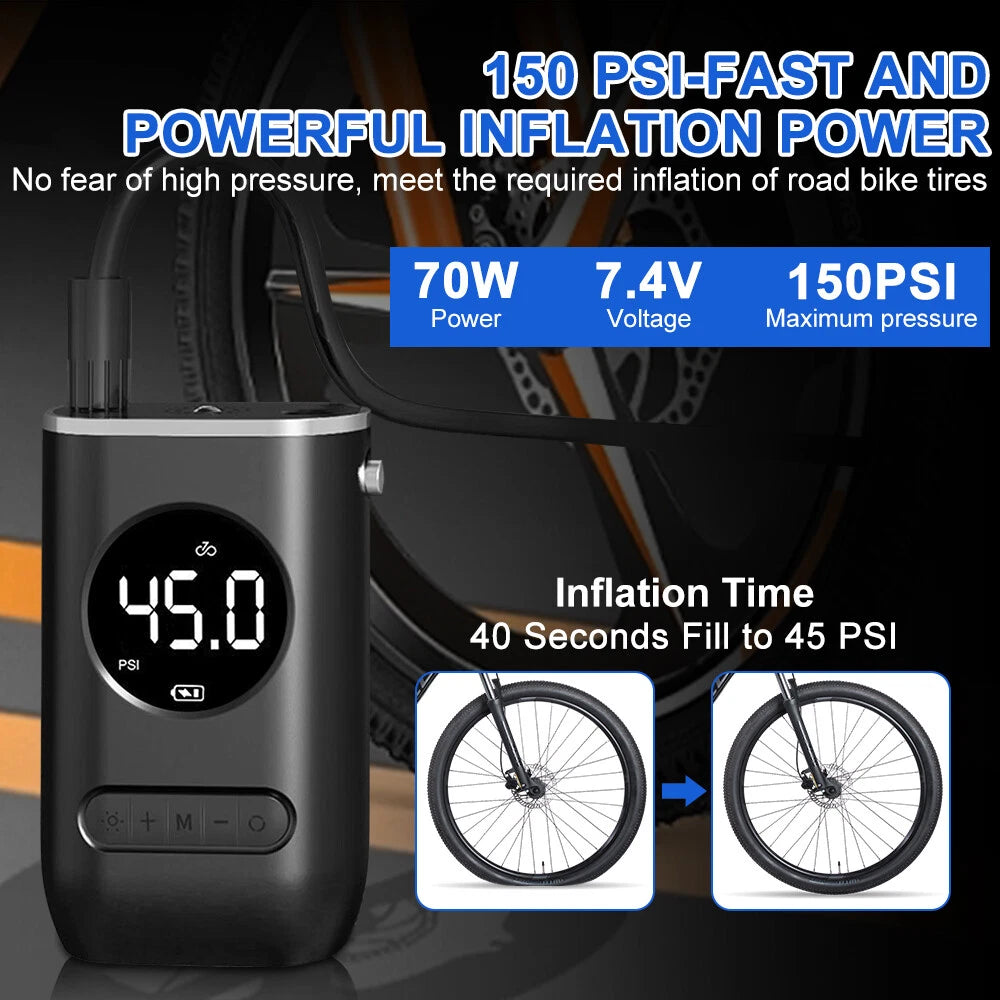 Cordless Car Tyre Inflator – USB Rechargeable Portable Air Pump